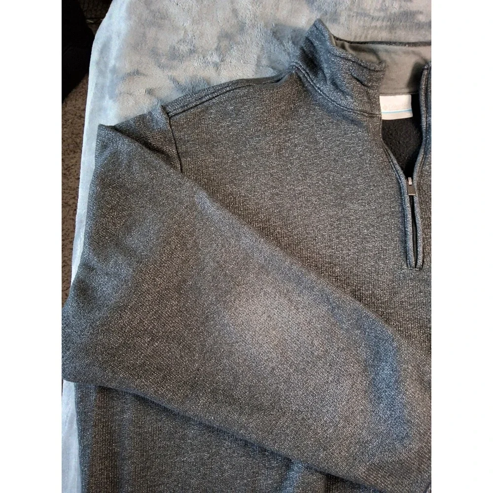 Columbia Mens 3X Gray Heathered Fleece Lined Quarter Zip Pullover Sweater Jacket